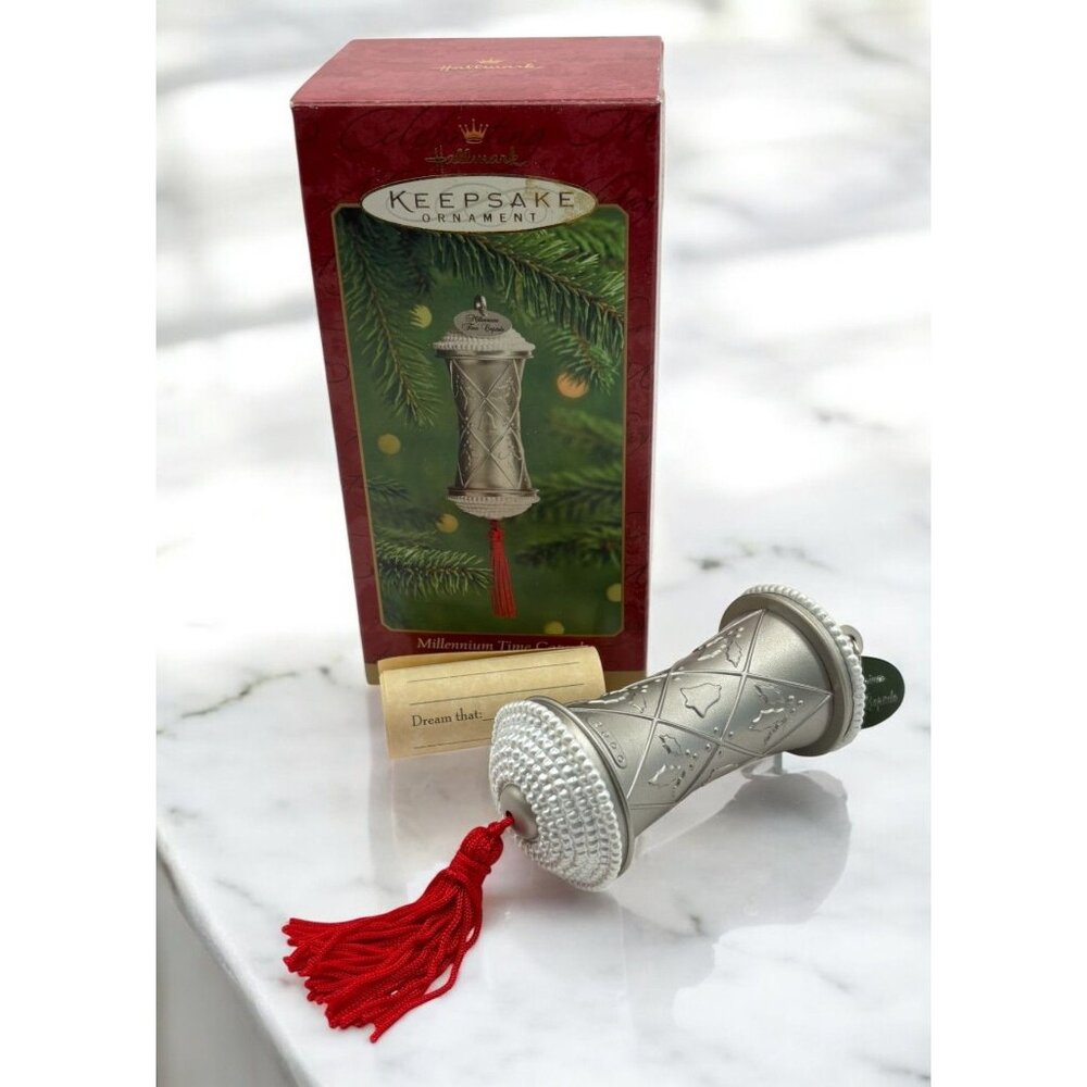 Hallmark Millennium Time Capsule Keepsake Ornament Silver Tassel 2000 Vintage